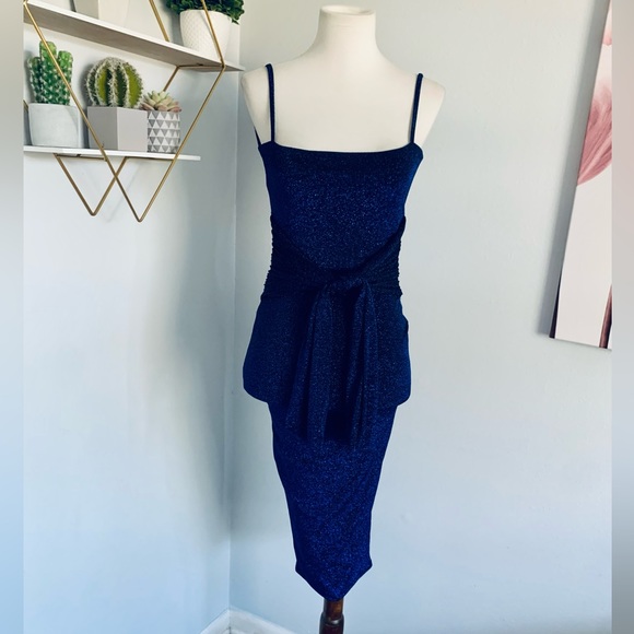 NWT! Nookie • Luna Midi Dress in Navy • Glitter Cocktail • XS • Retail $209 - Picture 3 of 16